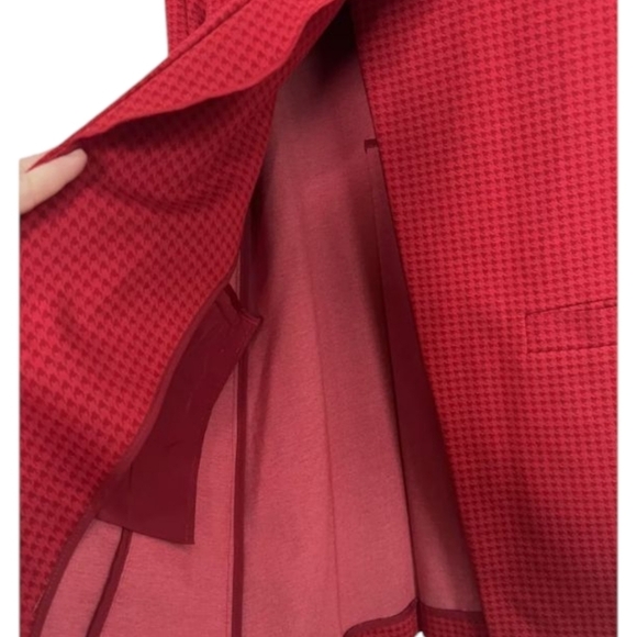 Cabi Stylish Red #3546 "Celebration" Jacket/Coat Red Tonal Houndstooth Sz S - Picture 8 of 14
